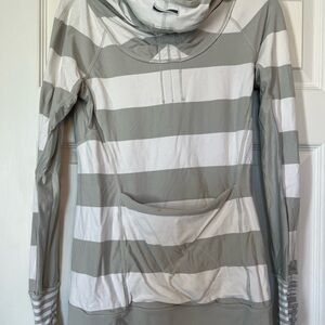 lululemon athletica Gray and White Striped Hoodie
